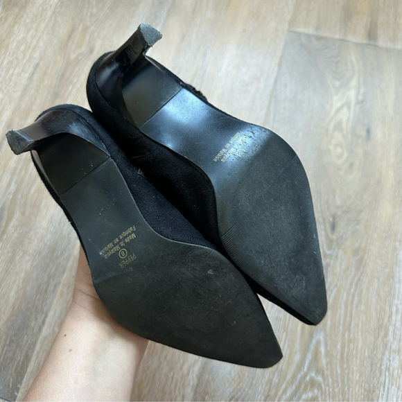 Premiere Collection Y2K Black Pointed Toe Faux Suede Ankle Boots Booties Size 8 - Picture 3 of 12